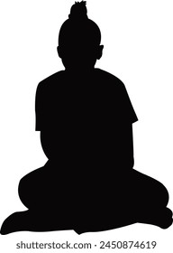 a girl sitting body silhouette vector