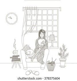 Girl sitting in the chair.