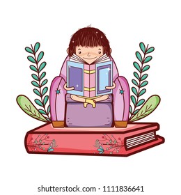 girl sitting chair and reading book