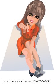 Girl sitting character vector illustration