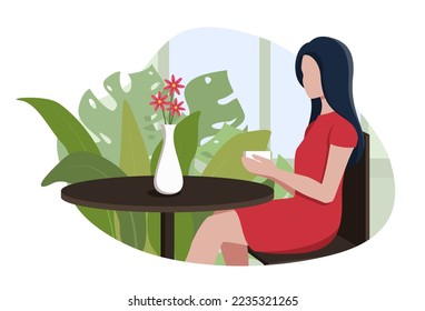 Girl sitting with cup of coffee