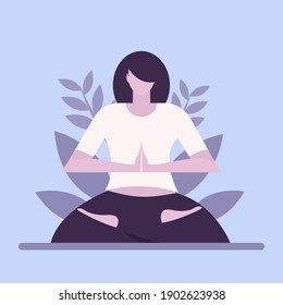 A girl sitting in lotus pose doing meditation 