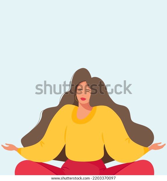 Girl Sitting Lotus Position Benefits Meditation Stock Vector Royalty