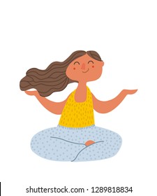 girl sitting in a lotus position doing yoga
