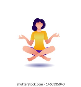 girl sitting in Lotus position vector illustration isolated on white background