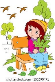 girl sitting on the bench