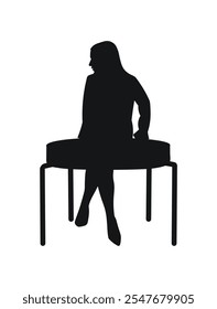 Girl sitting on a bench, female silhouette