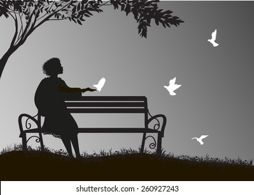 114 Old Fashioned Woman Sitting Under A Tree Images, Stock Photos ...