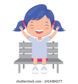 girl sitting on bench white background vector illustration