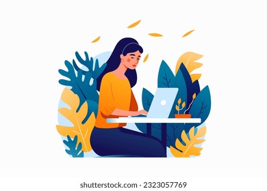 girl sitting on a chair serious office vector character illustration 