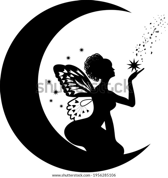 Girl Sitting On Crescent Moon Fairy Stock Vector Royalty Free
