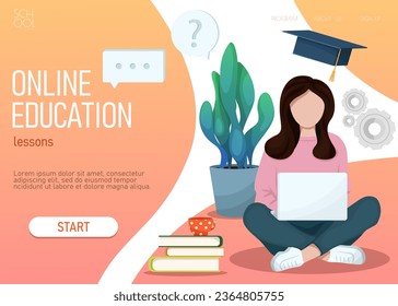 girl sitting on the floor with a laptop, online learning webpage, online home school