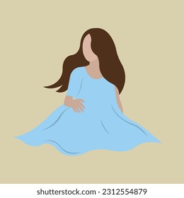 Girl is sitting on the floor vector