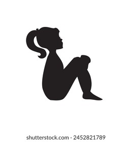 Girl sitting on the floor. Vector isolated illustration.