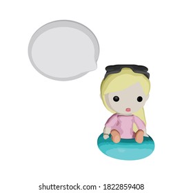 A girl sitting on the green tube