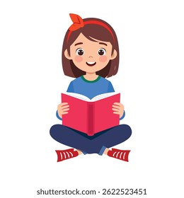 Girl sitting on the ground reading a book