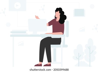 A girl sitting on laptop and learning online .