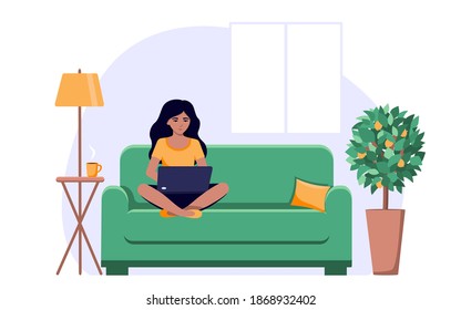 Young Woman Reading Book On Chair Stock Vector (Royalty Free) 583016452 ...