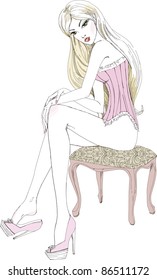 Girl sitting on the stool