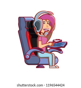 girl sitting playing video game