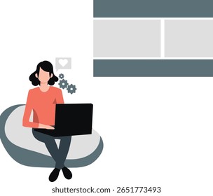 A menina está sentada calmamente em sua mesa, trabalhando diligentemente em suas tarefas. Ela parece focada e dedicada, garantindo que todos os detalhes sejam perfeitos enquanto continua com suas tarefas.