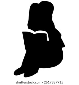 a girl sitting and reading a book black silhouette illustration