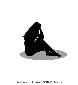 Girl sitting silhouette stock vector