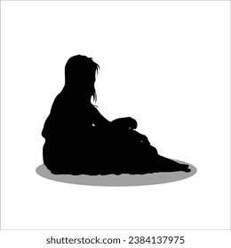 Girl sitting silhouette stock vector