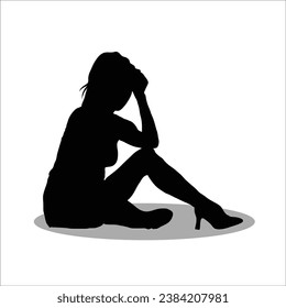 Girl sitting silhouette stock vector