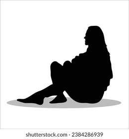 Girl sitting silhouette stock vector