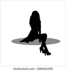 Girl sitting silhouette stock vector