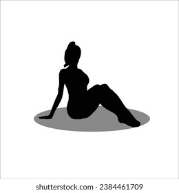 Vector de material de silueta de sentada de niñas