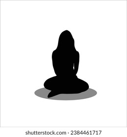 Girl sitting silhouette stock vector