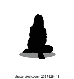 Girl sitting silhouette stock vector illustration