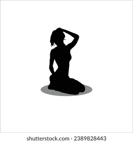 Girl sitting silhouette stock vector illustration