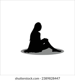 Girl sitting silhouette stock vector illustration