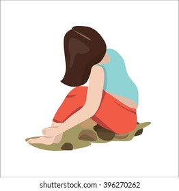 girl sitting vector