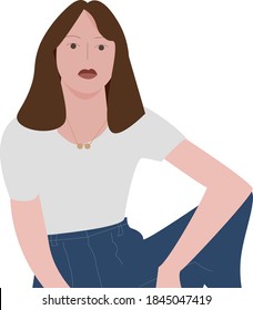 una niña es ilustradora vectorial sentada. 