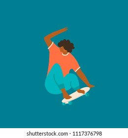 Girl skateboarder ride a skate illustration in vector. Women skateboarding poster or card.