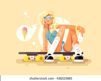 スケボー女性 のイラスト素材 画像 ベクター画像 Shutterstock