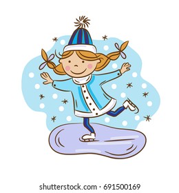 girl skates on ice, the figure skater prepares to skate, winter sport,To skate on the lake,  ice rink,