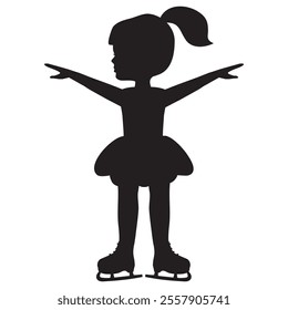 Girl skating silhouette  vector cartoon illustration