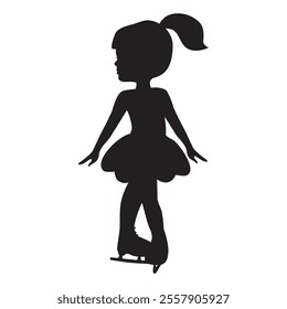 Girl skating silhouette  vector cartoon illustration