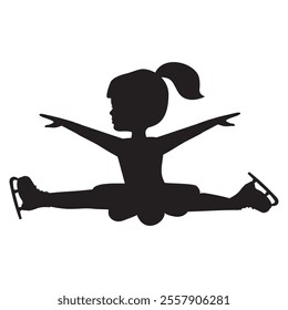 Girl skating silhouette  vector cartoon illustration