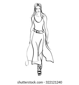 Girl , sketch, model, vector