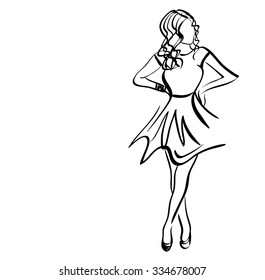 
girl , sketch, vector