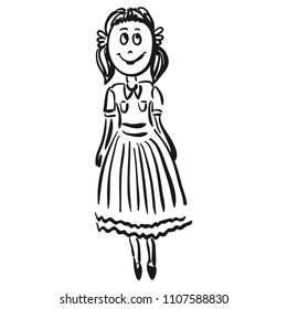 Girl. Sketch. Vector illustration