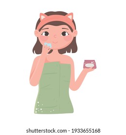 girl skincare cream self routine