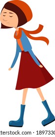 Girl in a skirt, illustration, vector on a white background.