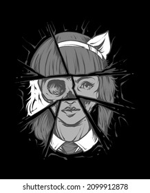 Girl and skull Illustration design